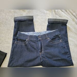 Dark Blue Denim Cropped Jeans